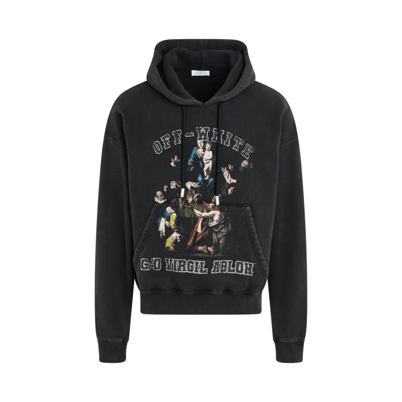 Mary Print Skate Hoodie in Black/White sold by MARAIS