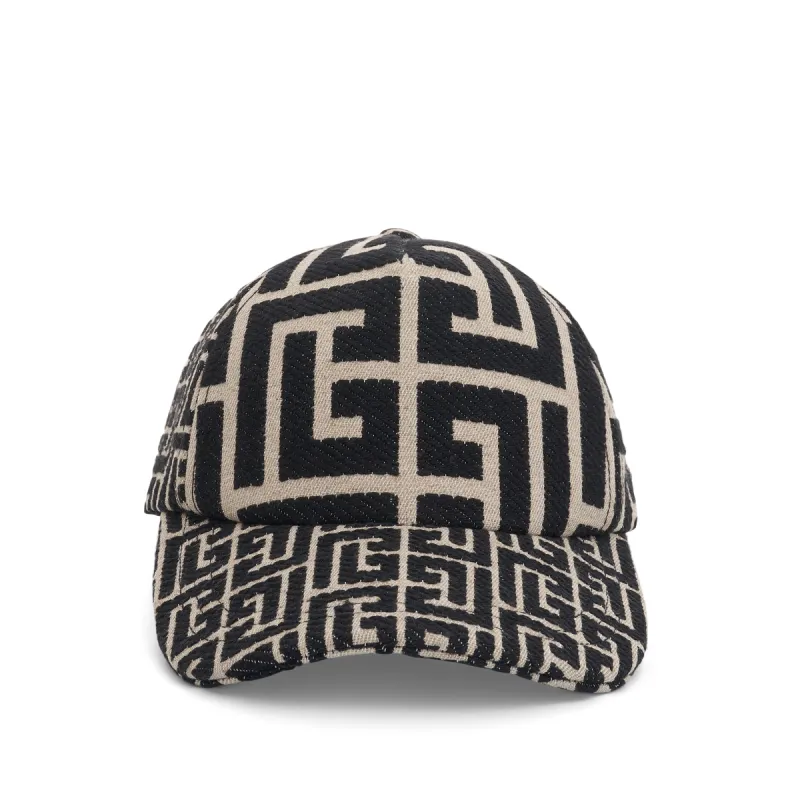 Mix Monogram Jacquard Cap in Ivory/Black sold by MARAIS