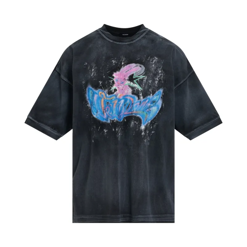 Logo Monster Print T-Shirt in Black sold by MARAIS