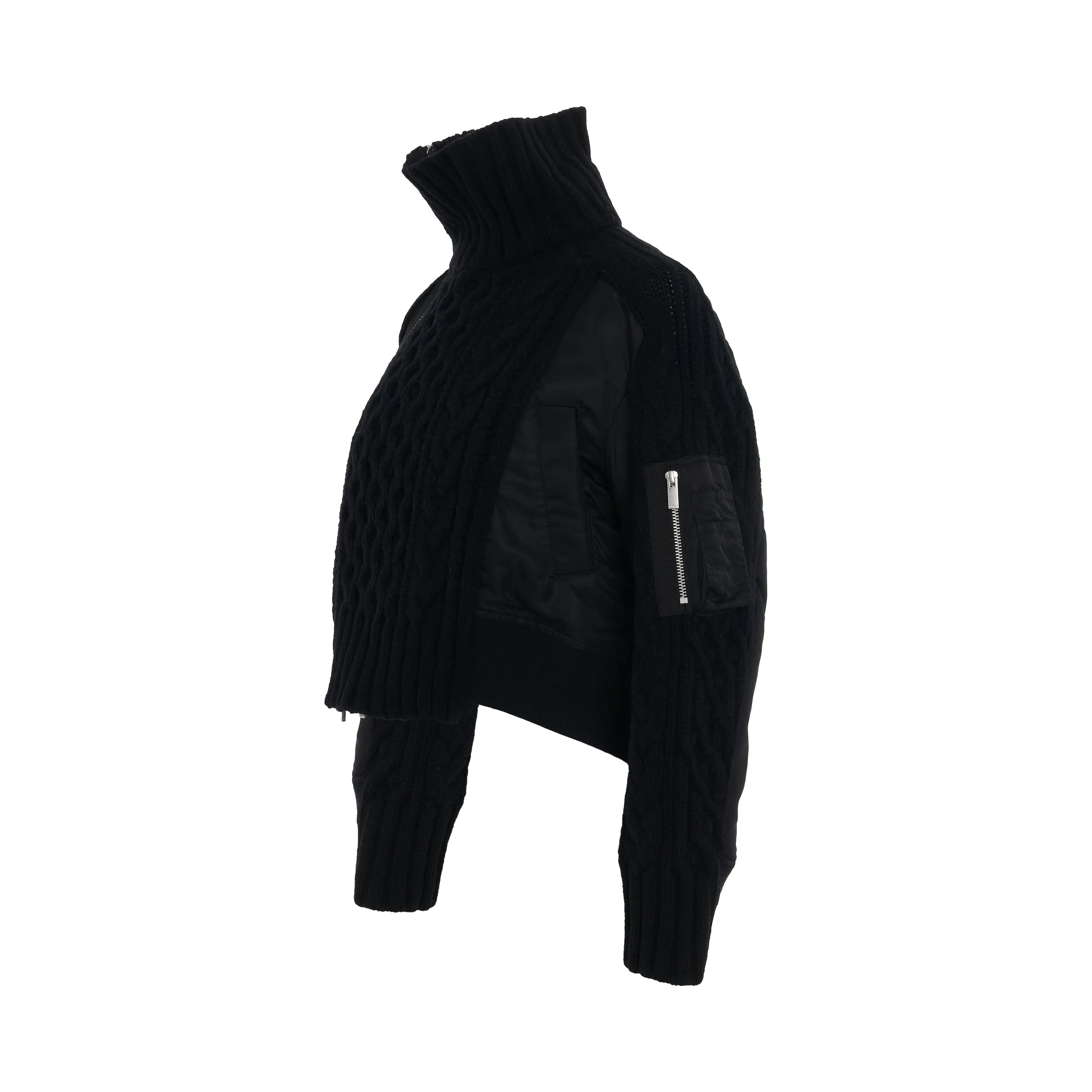 Nylon Twill x Knit Blouson in Black sold by MARAIS product image thumbnail 2