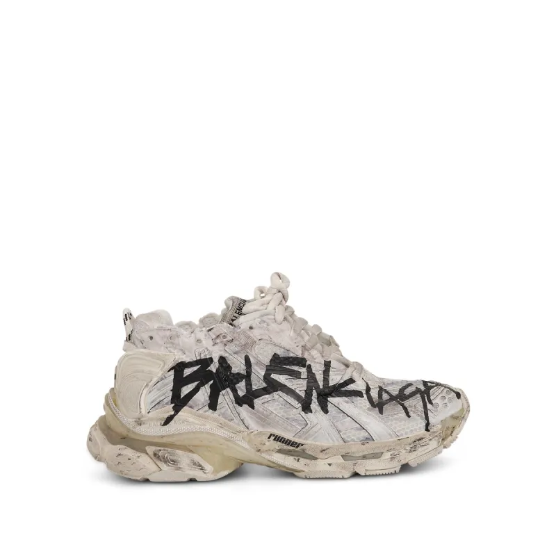 Runner Graffiti Sneaker in White/Black sold by MARAIS