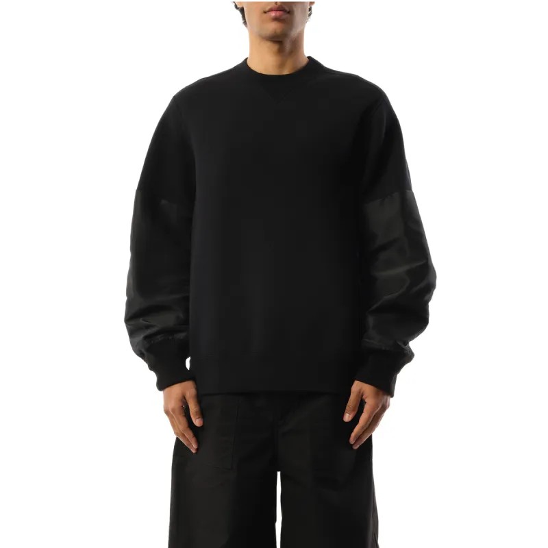 Nylon Twill x Sponge Sweatshirt in Black sold by MARAIS