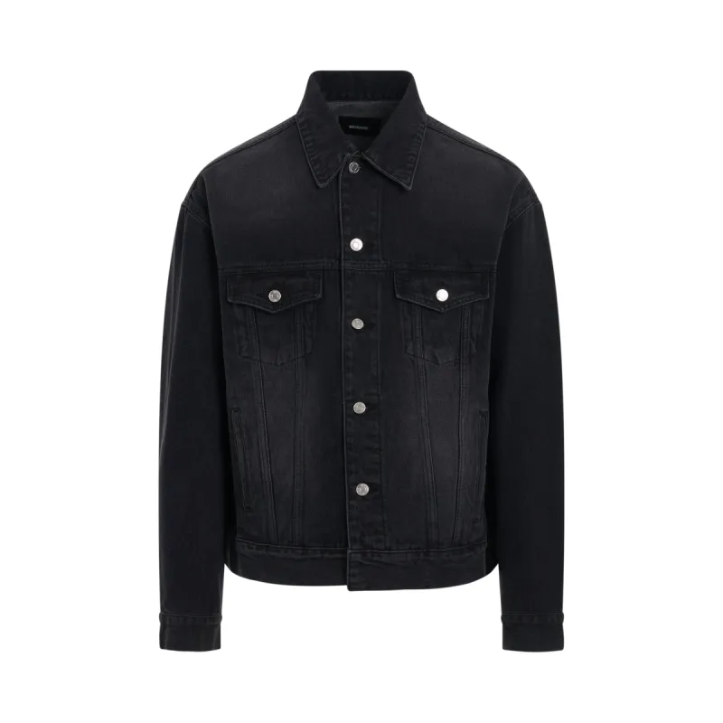 Love Logo Oversized Trucker Jacket in Black sold by MARAIS