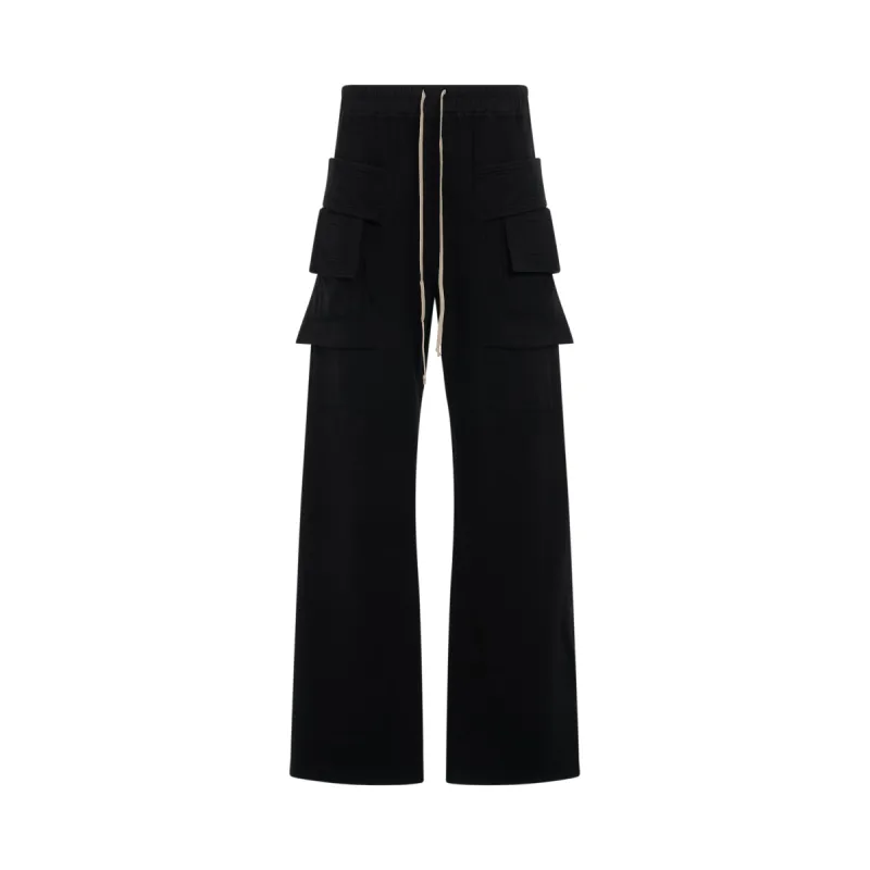 DRKSHDW Creatch Cargo Drawstring Knit Pants in Black sold by MARAIS