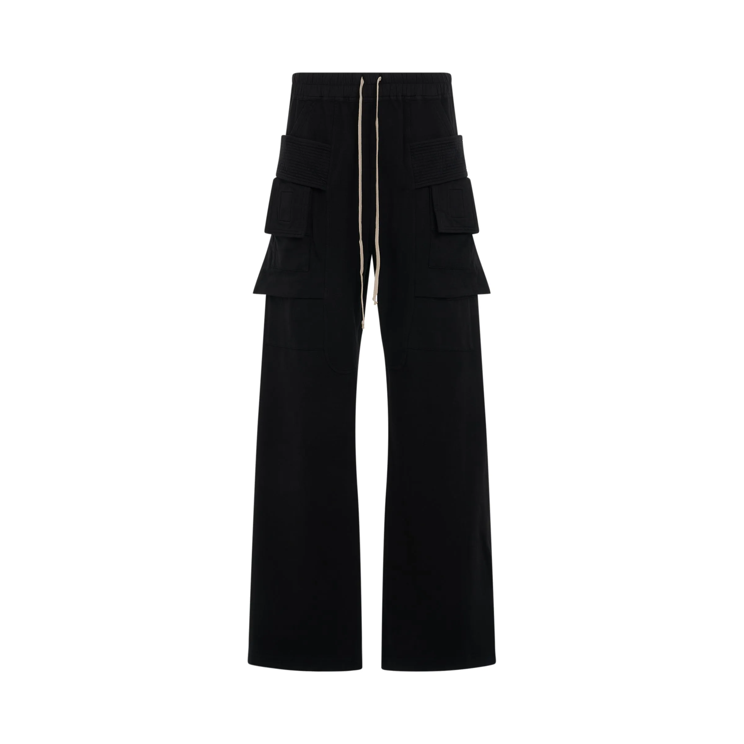 DRKSHDW Creatch Cargo Drawstring Knit Pants in Black sold by MARAIS
