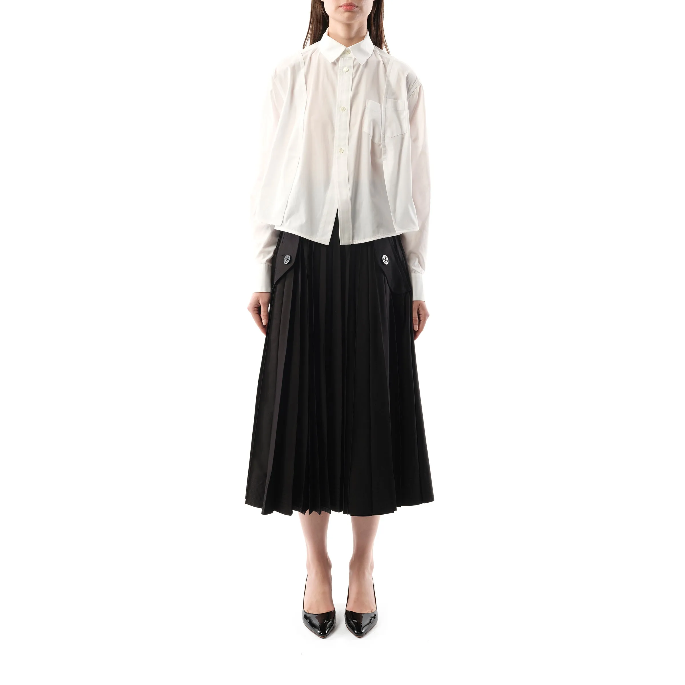 Reconstructed Cotton Poplin Shirt in Off White sold by MARAIS product image thumbnail 4