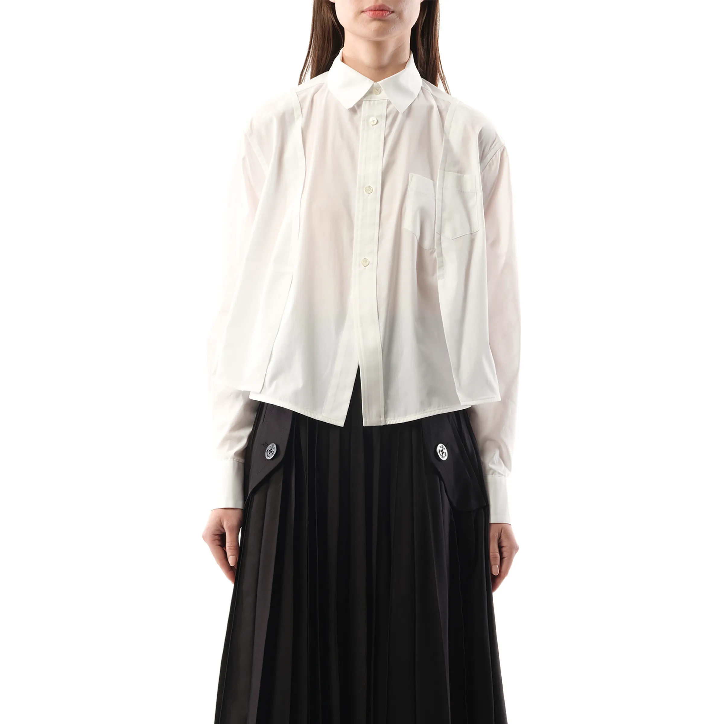 Reconstructed Cotton Poplin Shirt in Off White sold by MARAIS