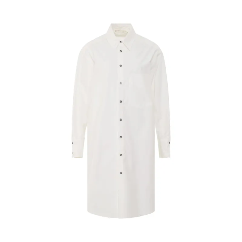 Oversize Logo Shirt Dress in White/Black sold by MARAIS