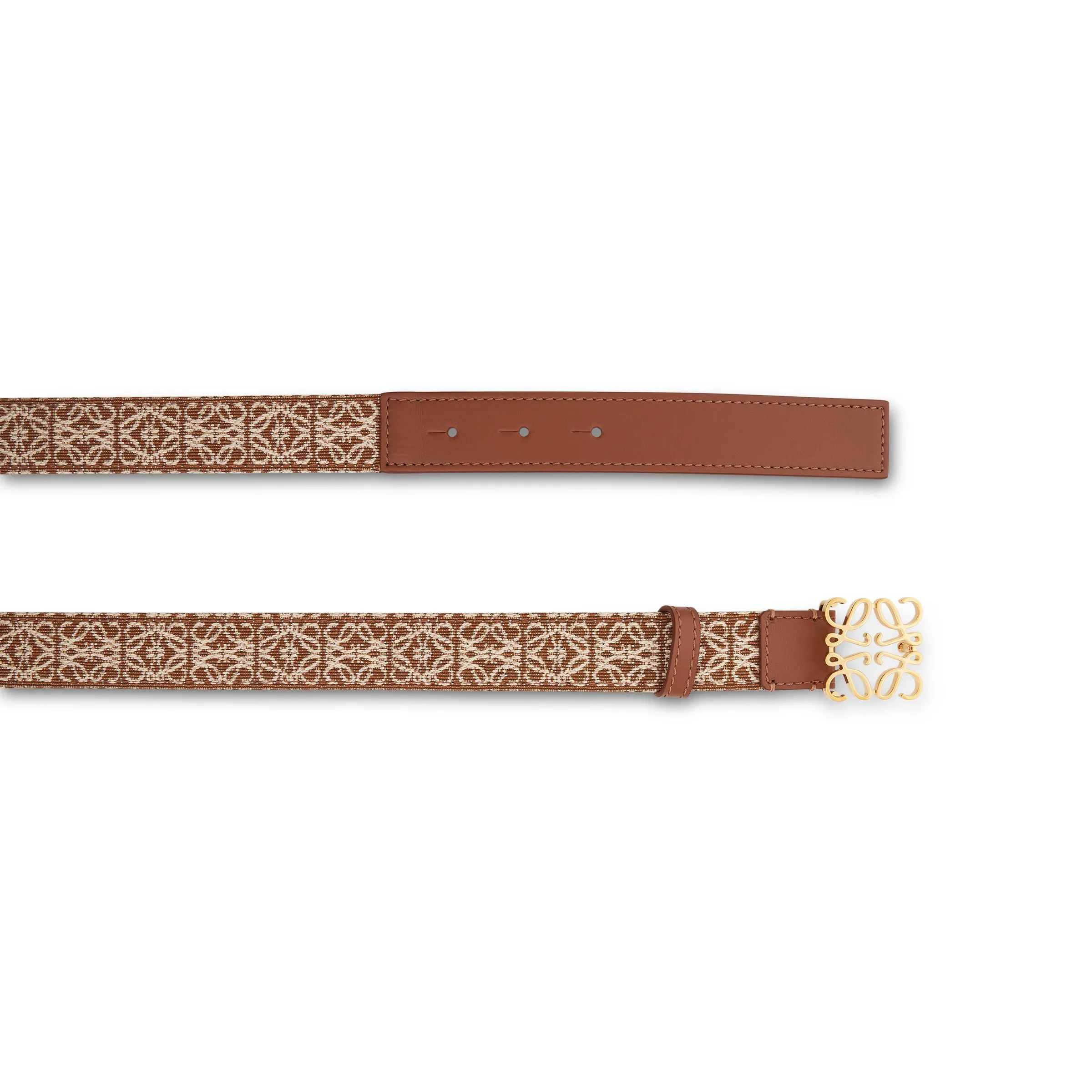 Anagram Jacquard and Calfskin Belt in Tan sold by MARAIS product image thumbnail 2