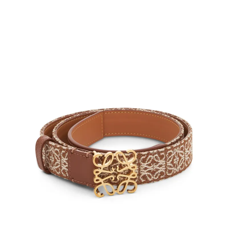 Anagram Jacquard and Calfskin Belt in Tan sold by MARAIS