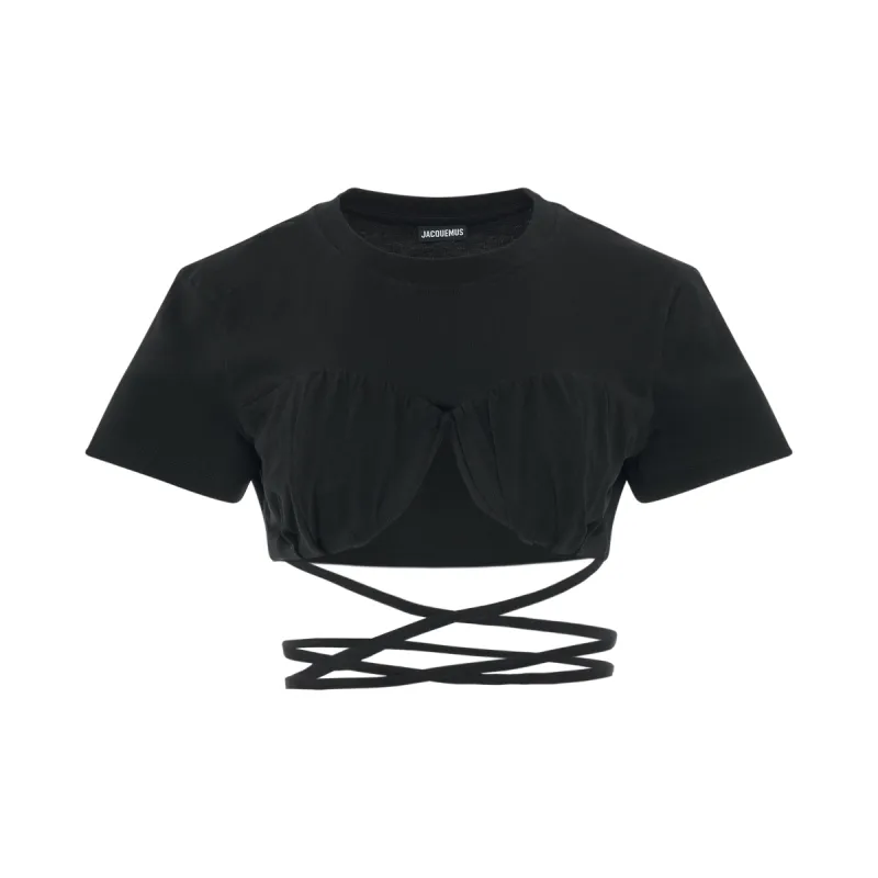 Baci Gathered Bra T-Shirt in Black sold by MARAIS