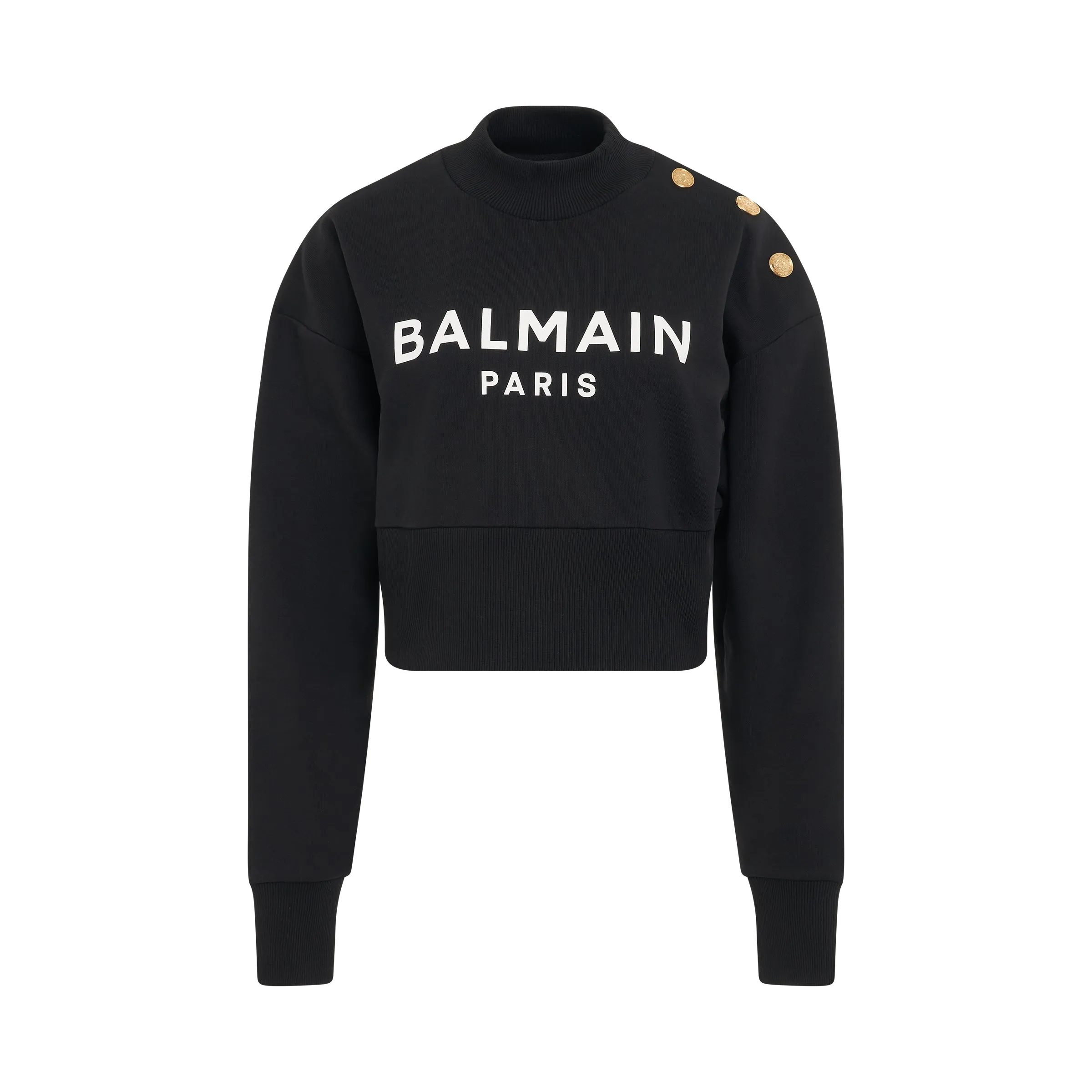 Logo Print Short Sweatshirt in Black/White sold by MARAIS