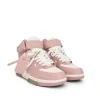 Out of Office Mid Top Leather Sneakers in White/Pink sold by MARAIS