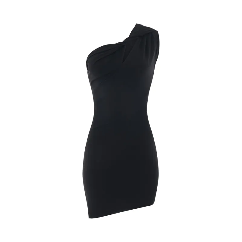 Asymmetrical Mini Dress in Black sold by MARAIS
