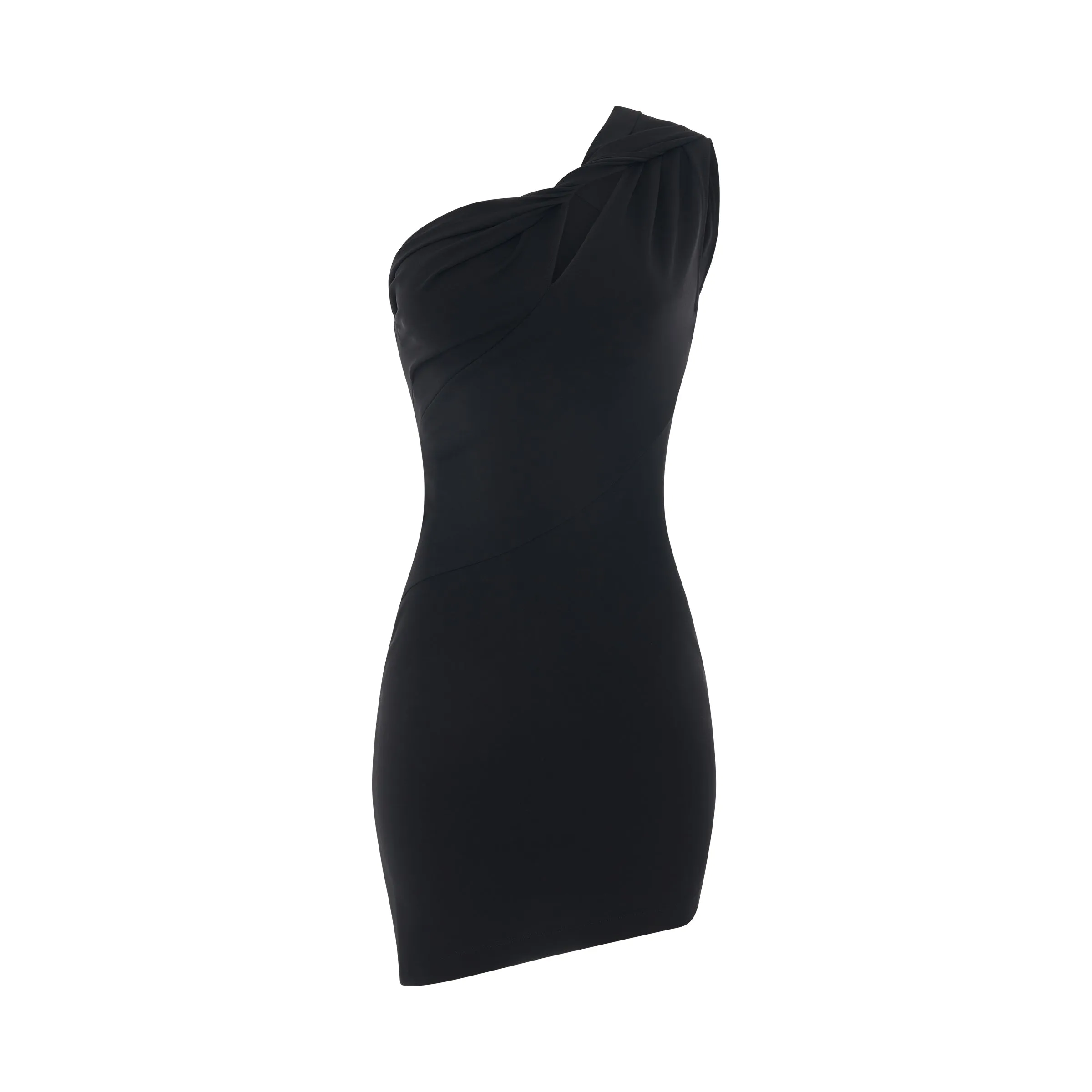 Asymmetrical Mini Dress in Black sold by MARAIS