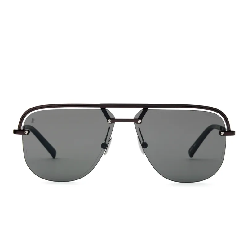 Black Matte Aviator Sunglasses with Solid Smoke Lens sold by MARAIS