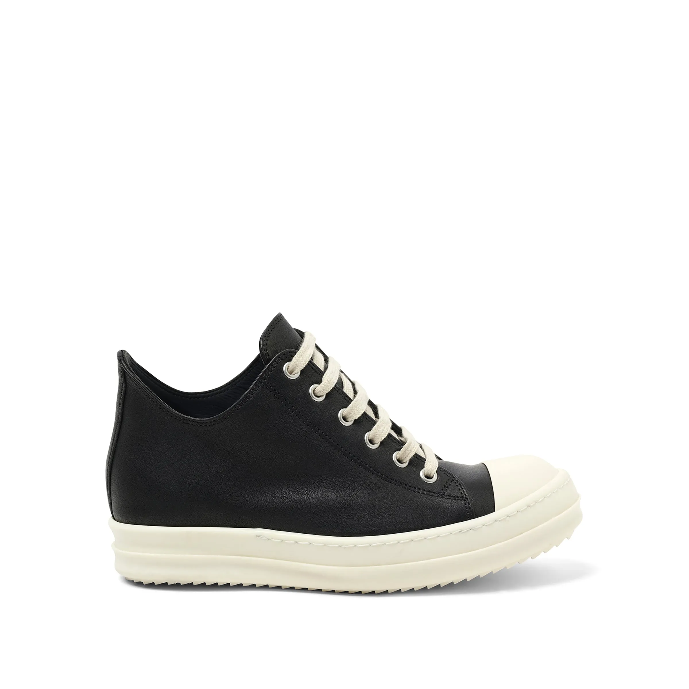 Washed Calf Low Sneaks in Black/Milk sold by MARAIS