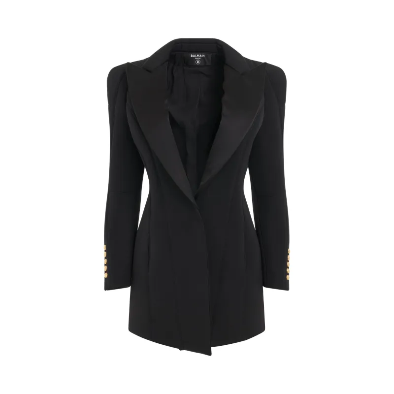 Biker Sleeves Satin Collar GDP Jacket in Black sold by MARAIS