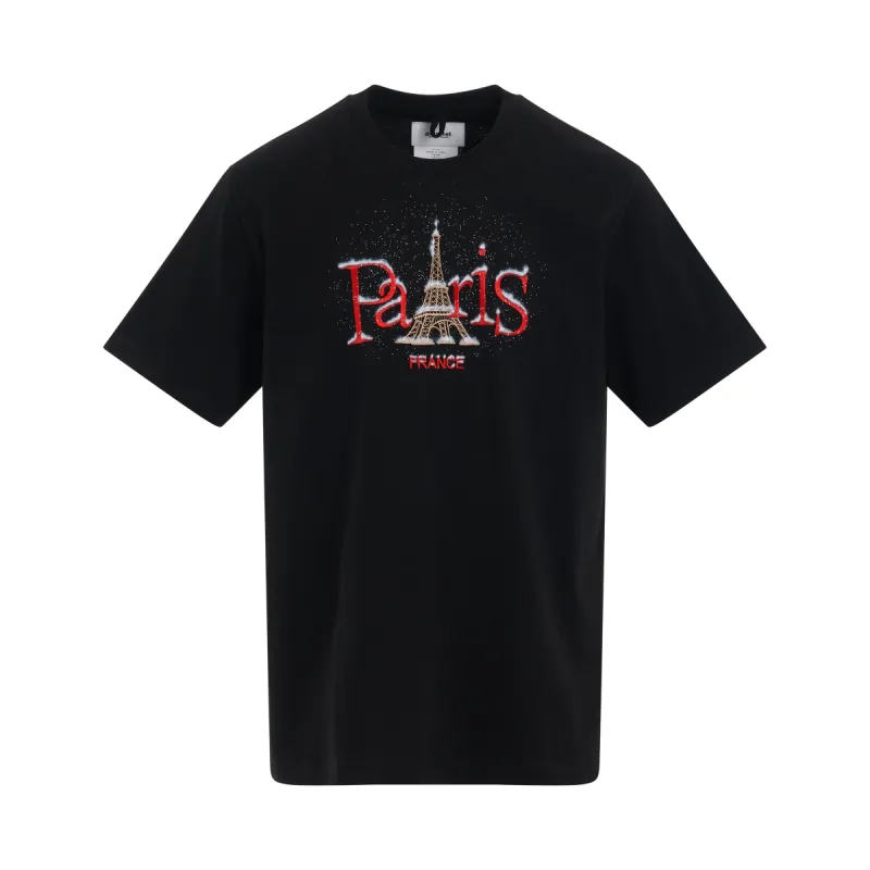 Snow in Paris T-Shirt in Black sold by MARAIS