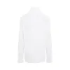 Satin Covered Buttons Cotton Shirt in White sold by MARAIS