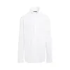 Satin Covered Buttons Cotton Shirt in White sold by MARAIS
