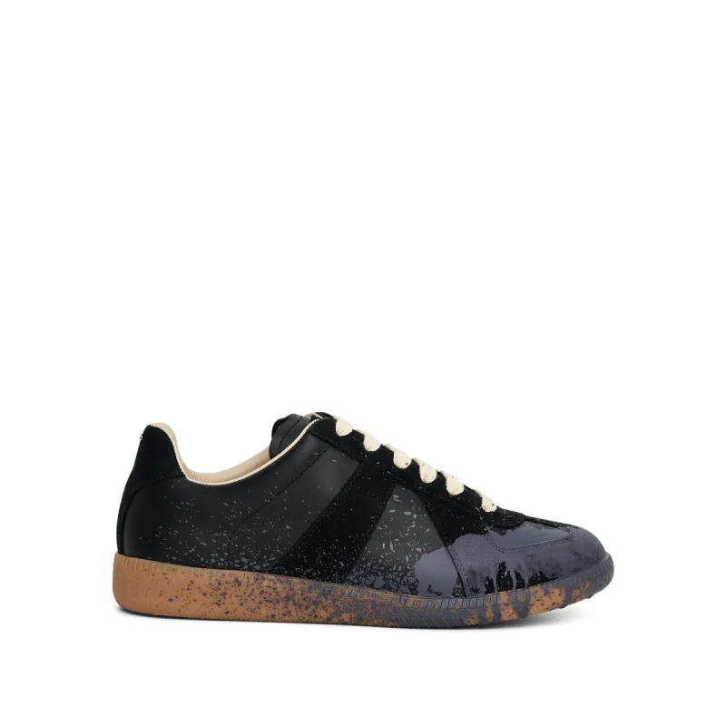 Replica Paint Splatter Sneaker in Black/Pewter sold by MARAIS