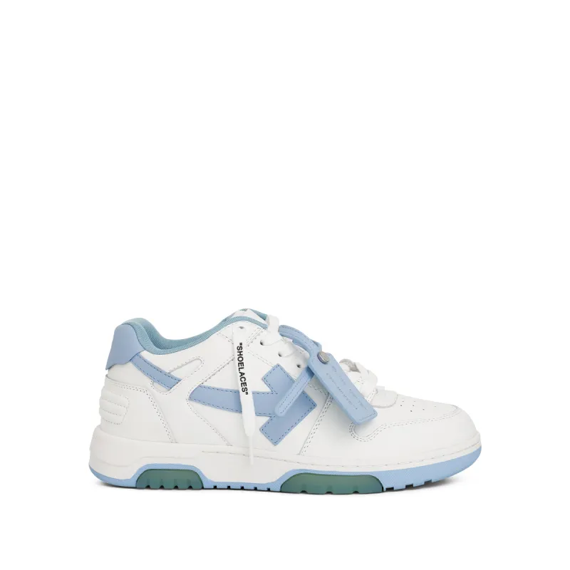 Out Of Office Calf Leather Sneakers in White/Light Blue sold by MARAIS