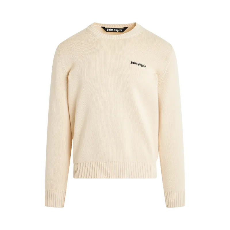 Classic Logo Round Neck Knit Sweater in Off White sold by MARAIS