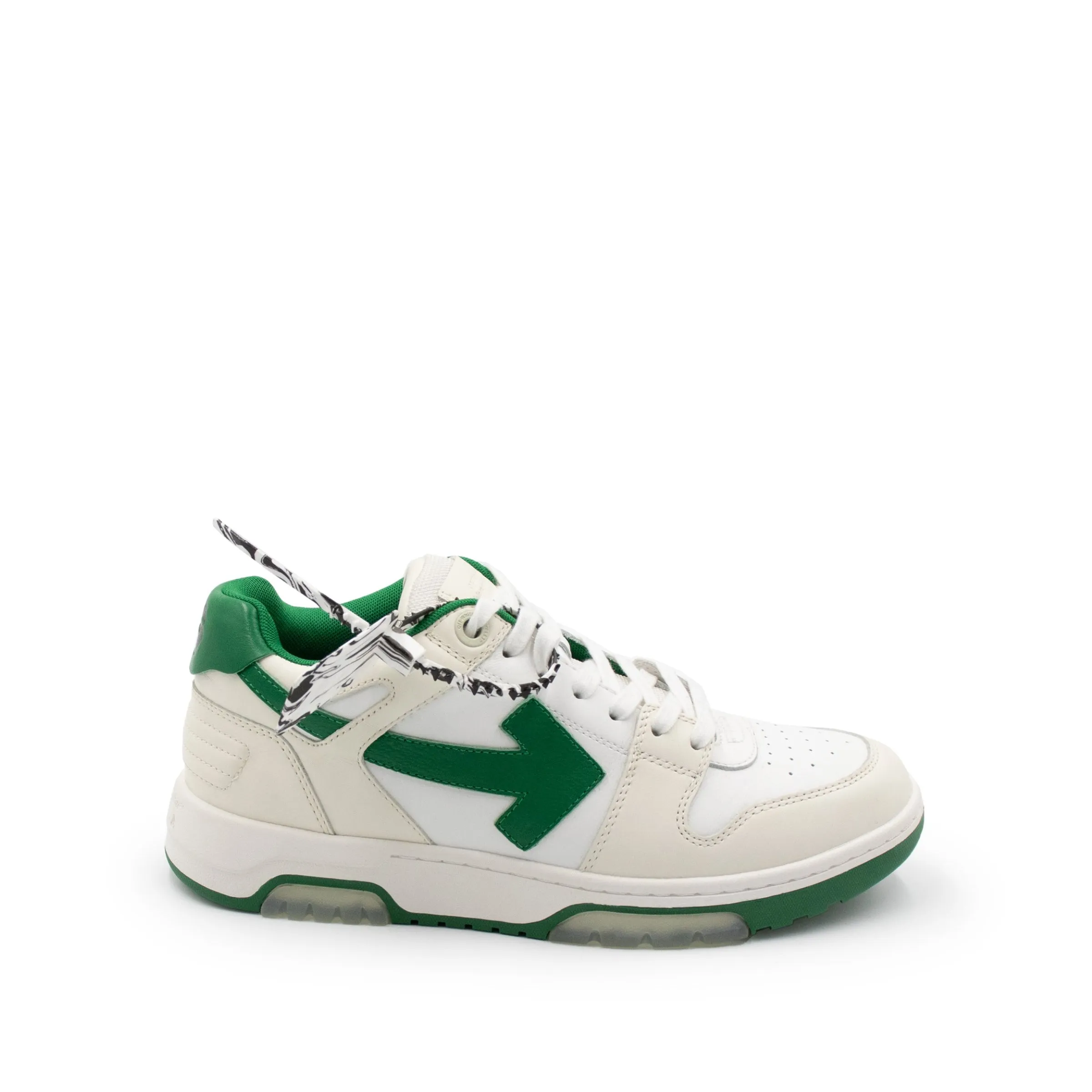 Out Of Office Low Sneaker in White/Green sold by MARAIS