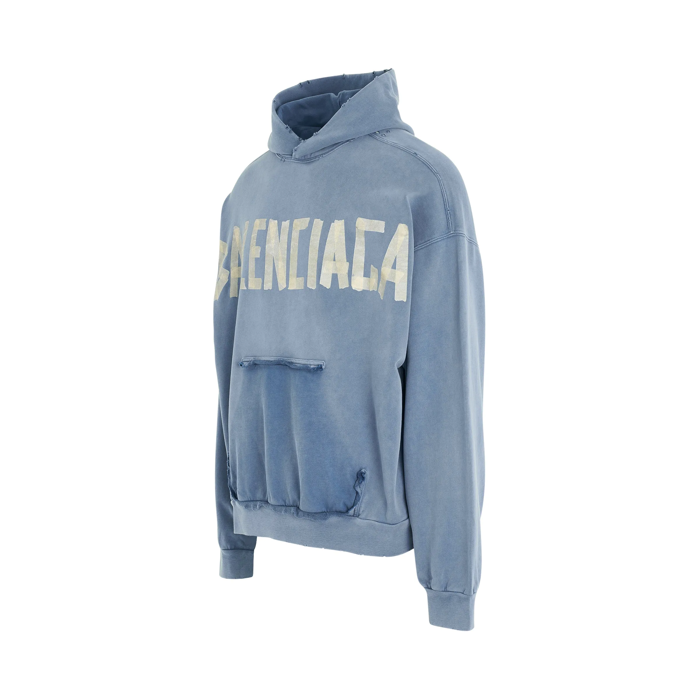 Tape Logo Ripped Pocket Hoodie in Faded Blue sold by MARAIS product image thumbnail 2