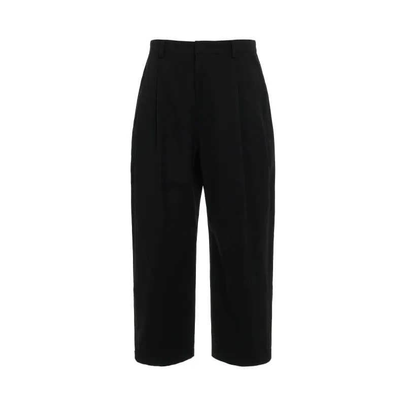 Two-Tucked Wide Cotton Pants in Black sold by MARAIS