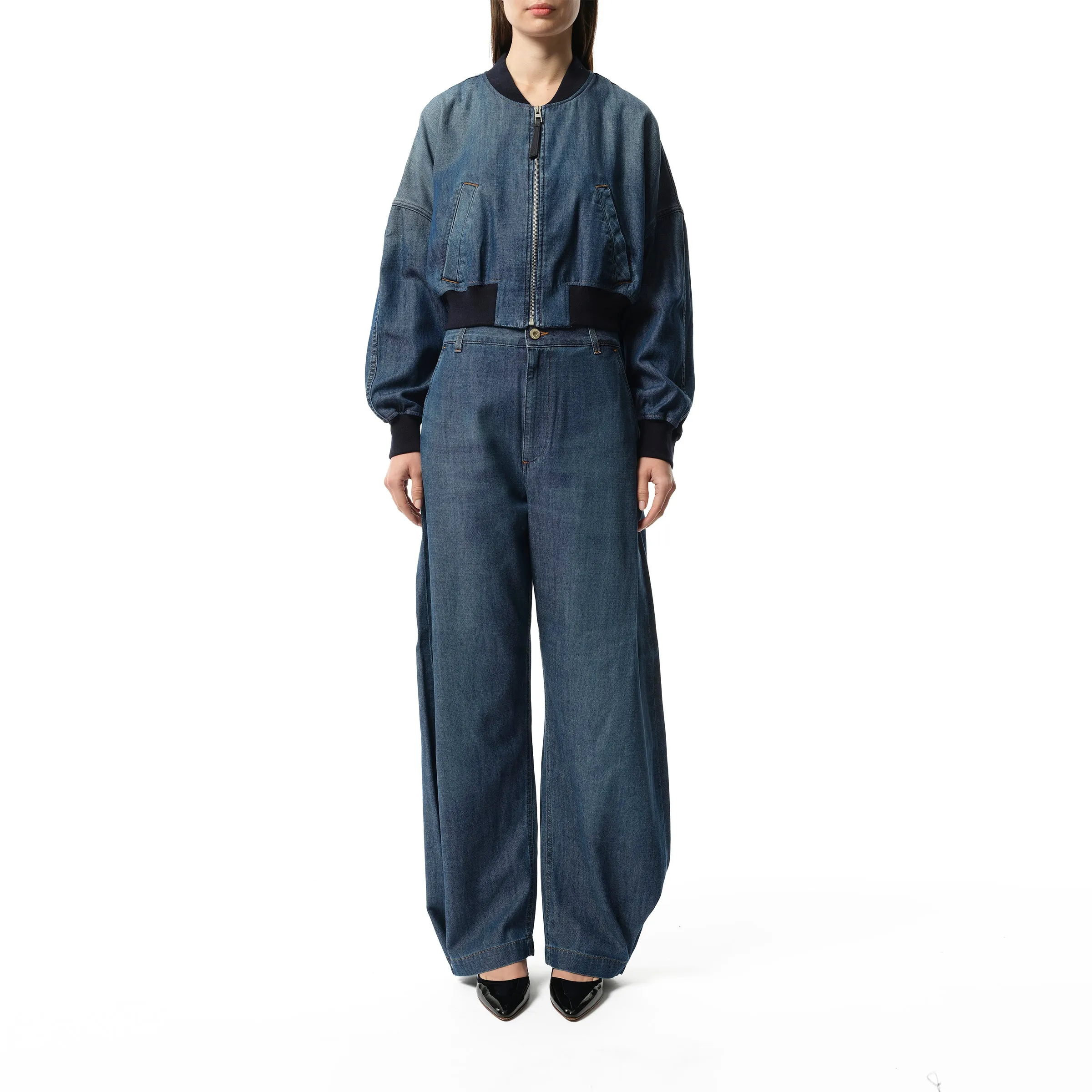 Bomber Jacket in Washed Blue sold by MARAIS product image thumbnail 4