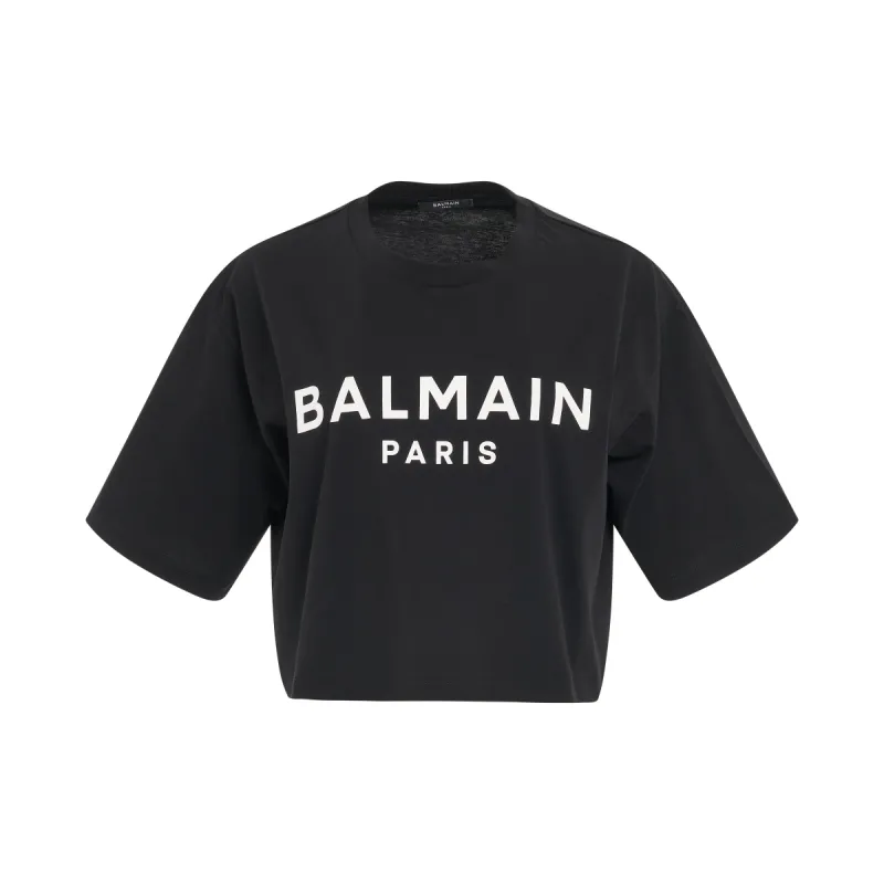 Cropped Print Logo Eco T-Shirt in Black sold by MARAIS