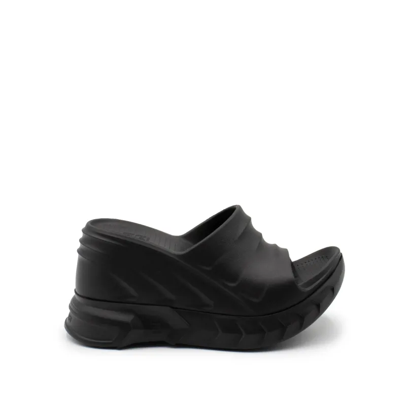 Marshmallow Wedge Sandal in Black sold by MARAIS