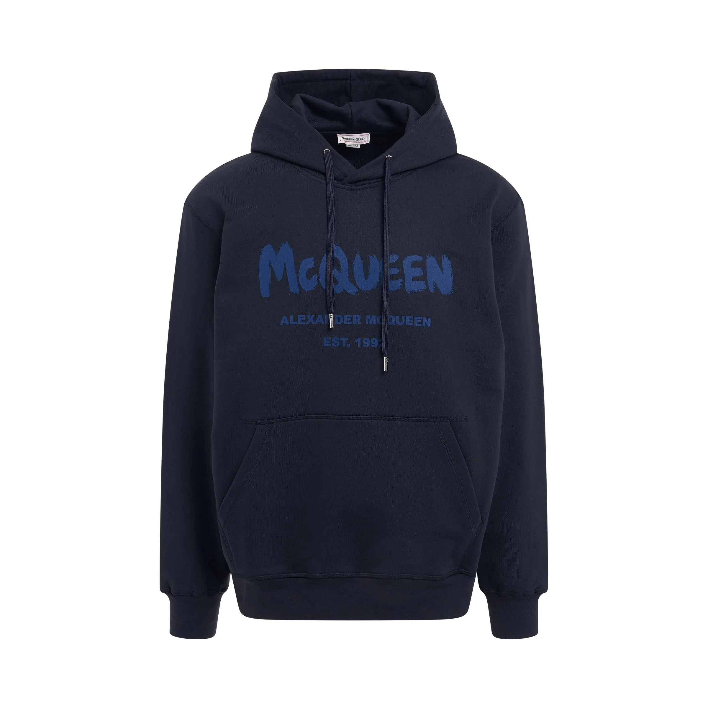 Graffiti Print Hoodie in Navy/Cobalt sold by MARAIS