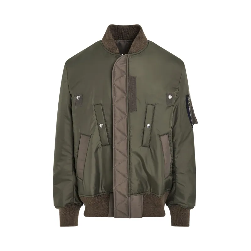 Men Nylon Twill Blouson in Khaki sold by MARAIS