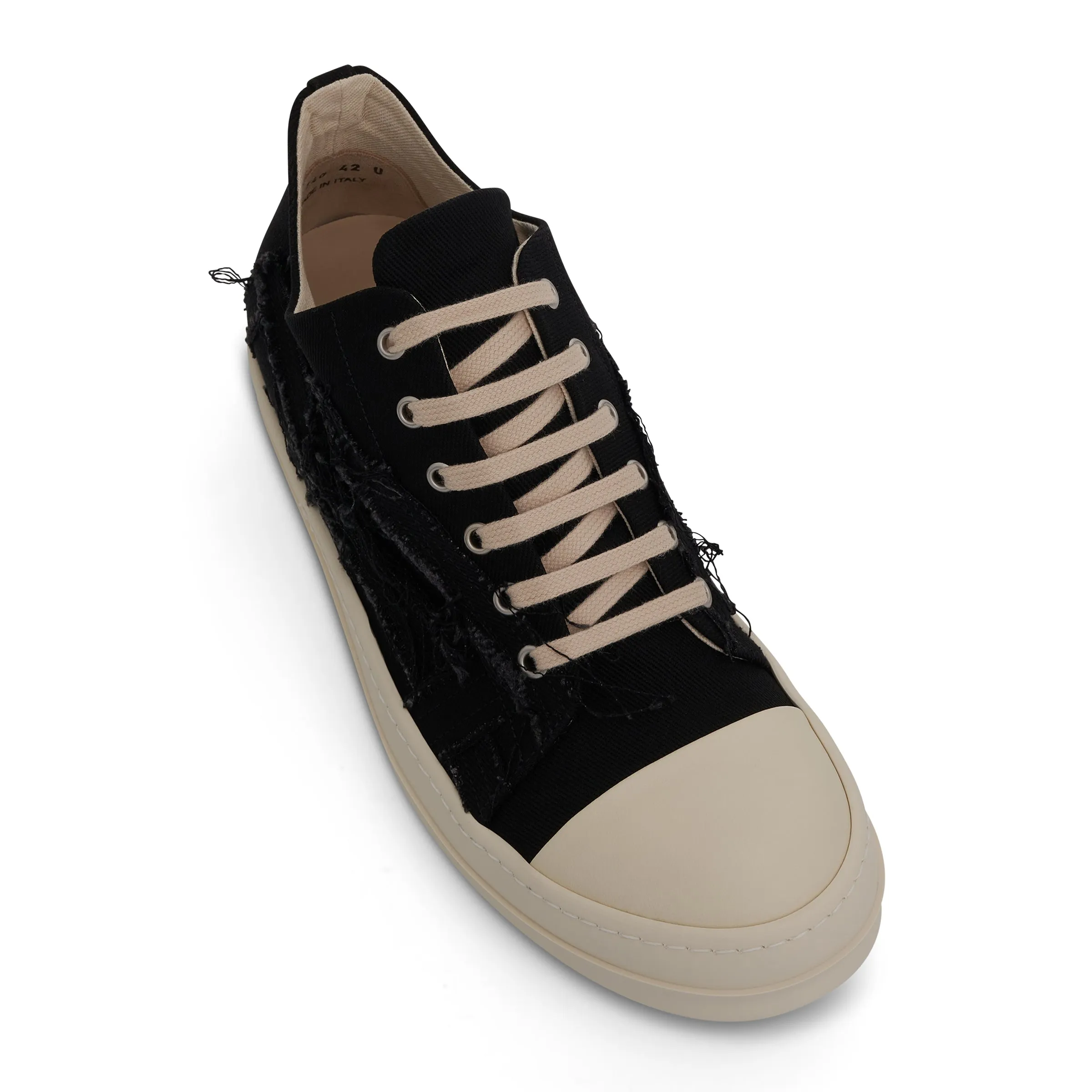 DRKSHDW Slashed Low Denim Sneakers in Black/Milk sold by MARAIS product image thumbnail 4