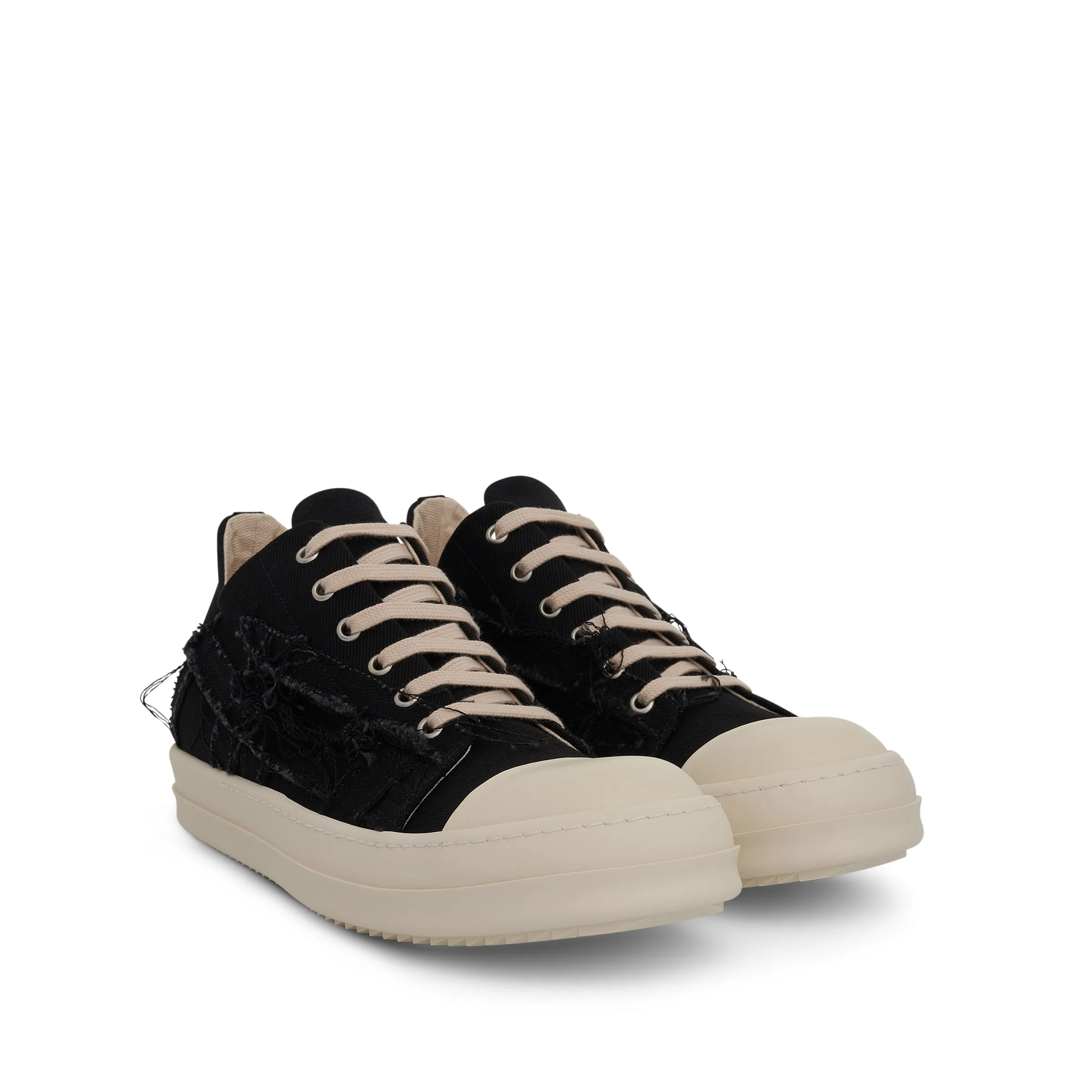 DRKSHDW Slashed Low Denim Sneakers in Black/Milk sold by MARAIS product image thumbnail 2