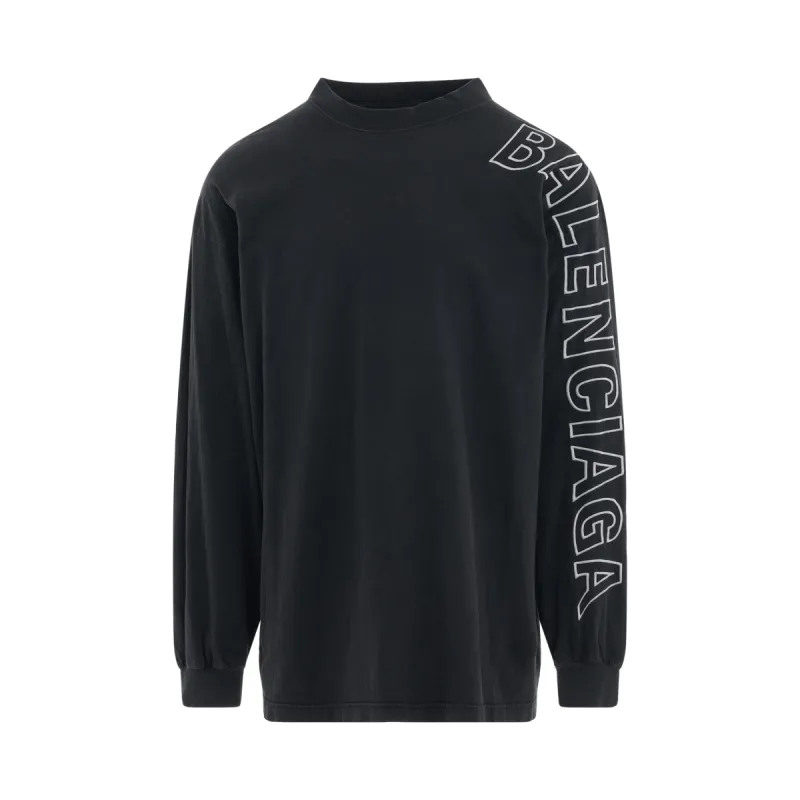 Outline Logo Oversized Long Sleeve T-Shirt in Washed Black sold by MARAIS