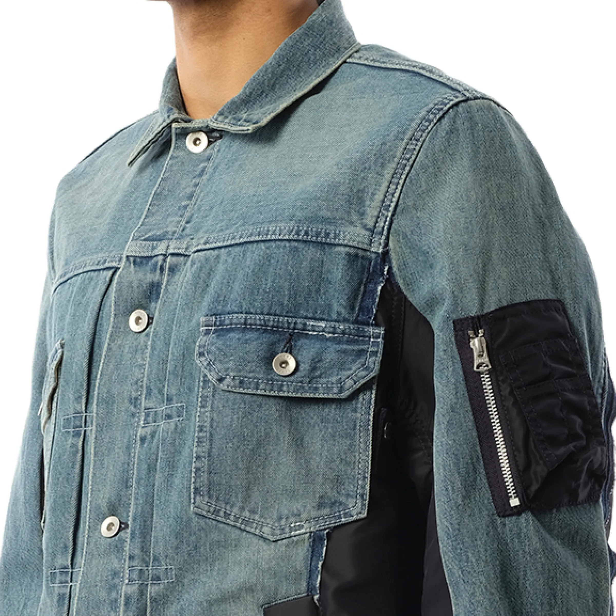 Denim Nylon Twill Jacket in Light Blue sold by MARAIS product image thumbnail 3