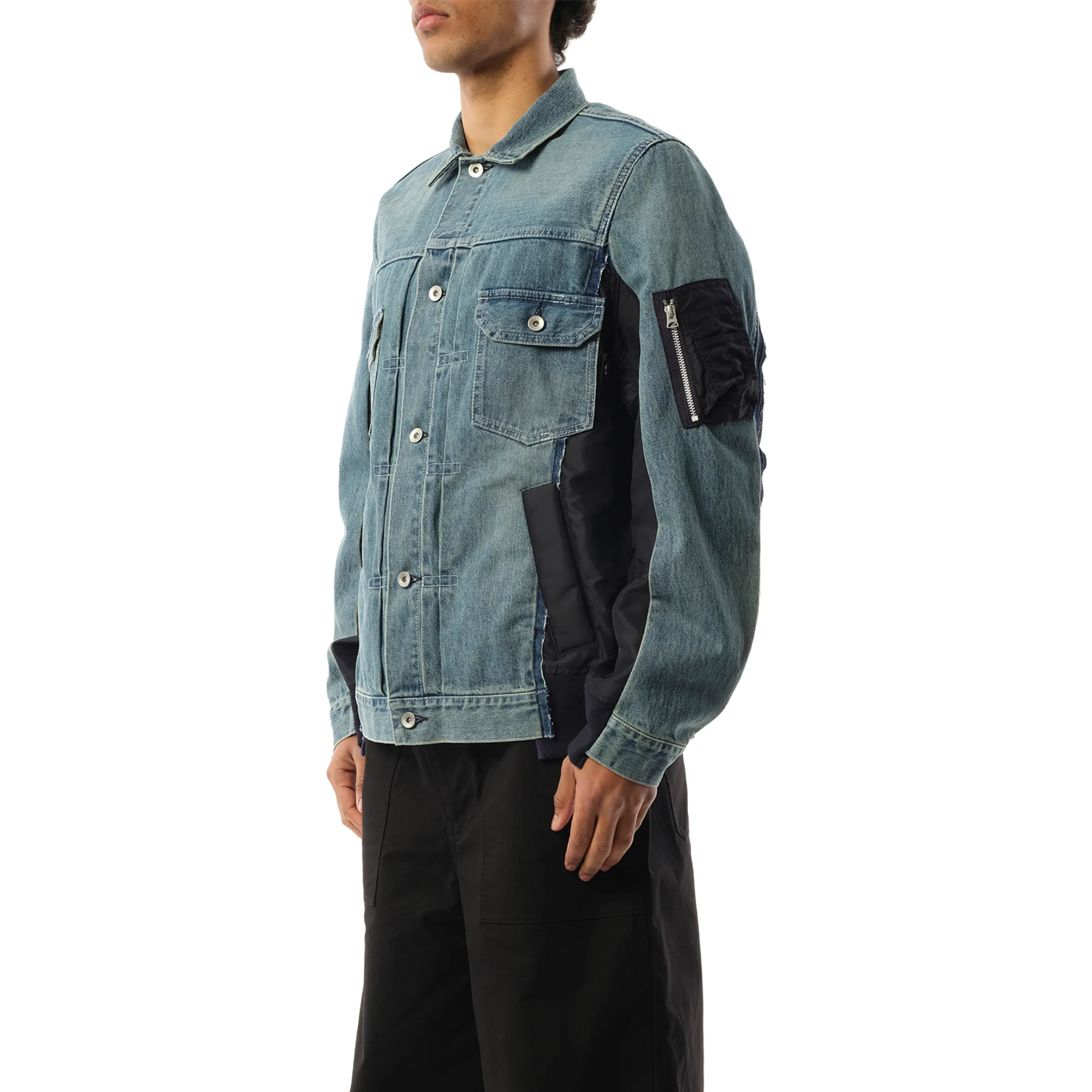 Denim Nylon Twill Jacket in Light Blue sold by MARAIS product image thumbnail 5