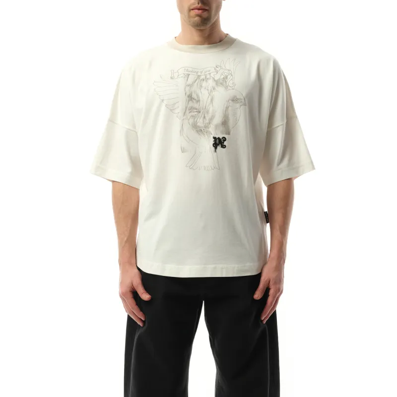 Portrait Pencil Over T-Shirt in Off White/Grey sold by MARAIS