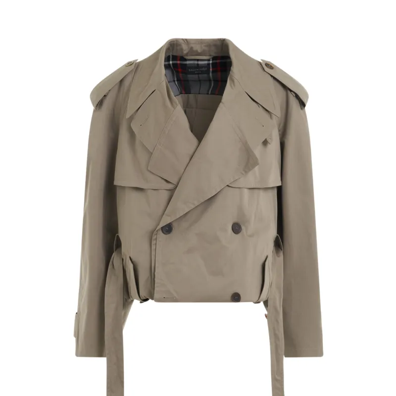 ジャケット Moschino Beige reversible trench coat in gabardine and satin Moschino Beige Reversible Trench Coat In Gabardine And Satin