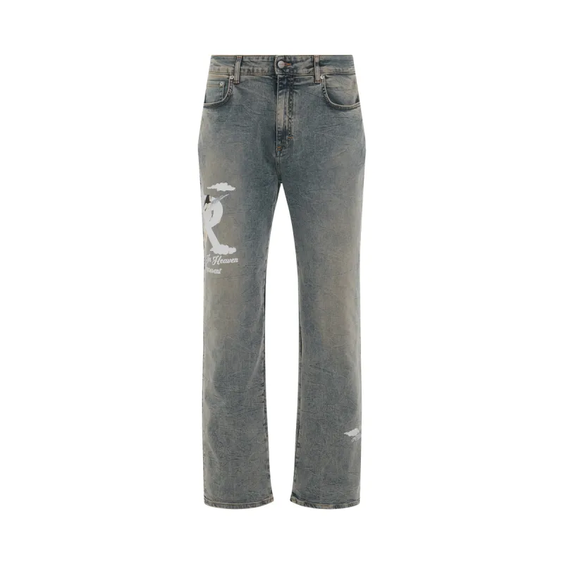 Storms in Heaven Denim Jeans in Blue Cream sold by MARAIS