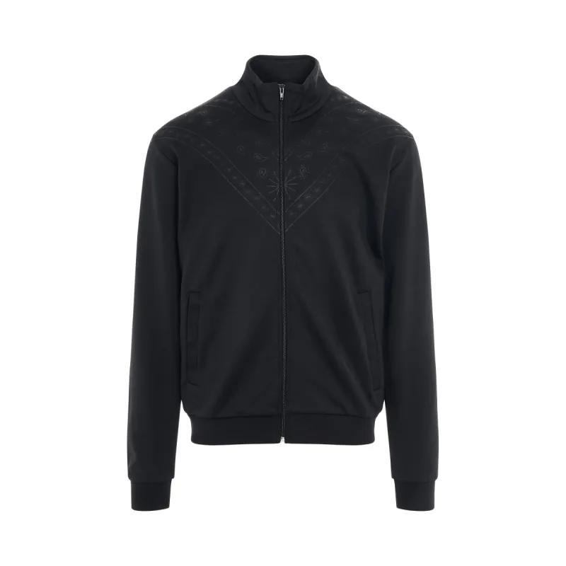 Bandana Slim Track Jacket in Black/Anthracite sold by MARAIS