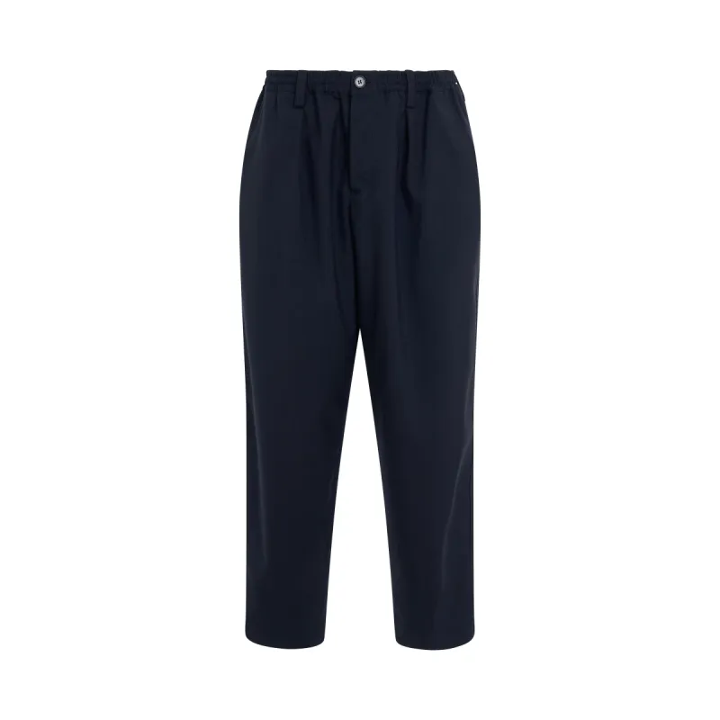 Cropped Loose Fit Pants in Blue Black sold by MARAIS