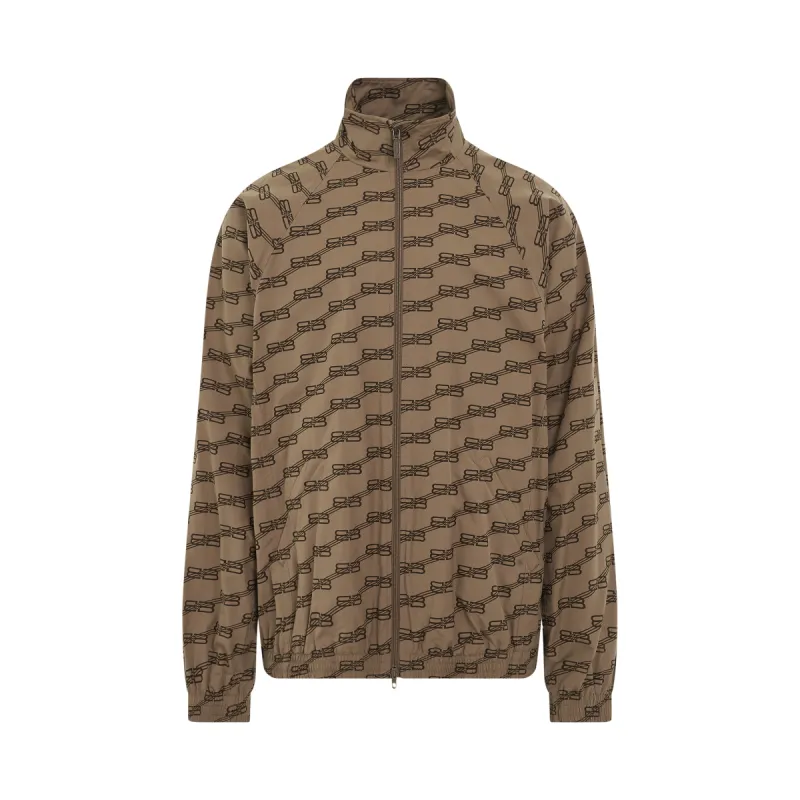 BB Monogram Regular Fit Tracksuit Jacket in Beige/Brown sold by MARAIS
