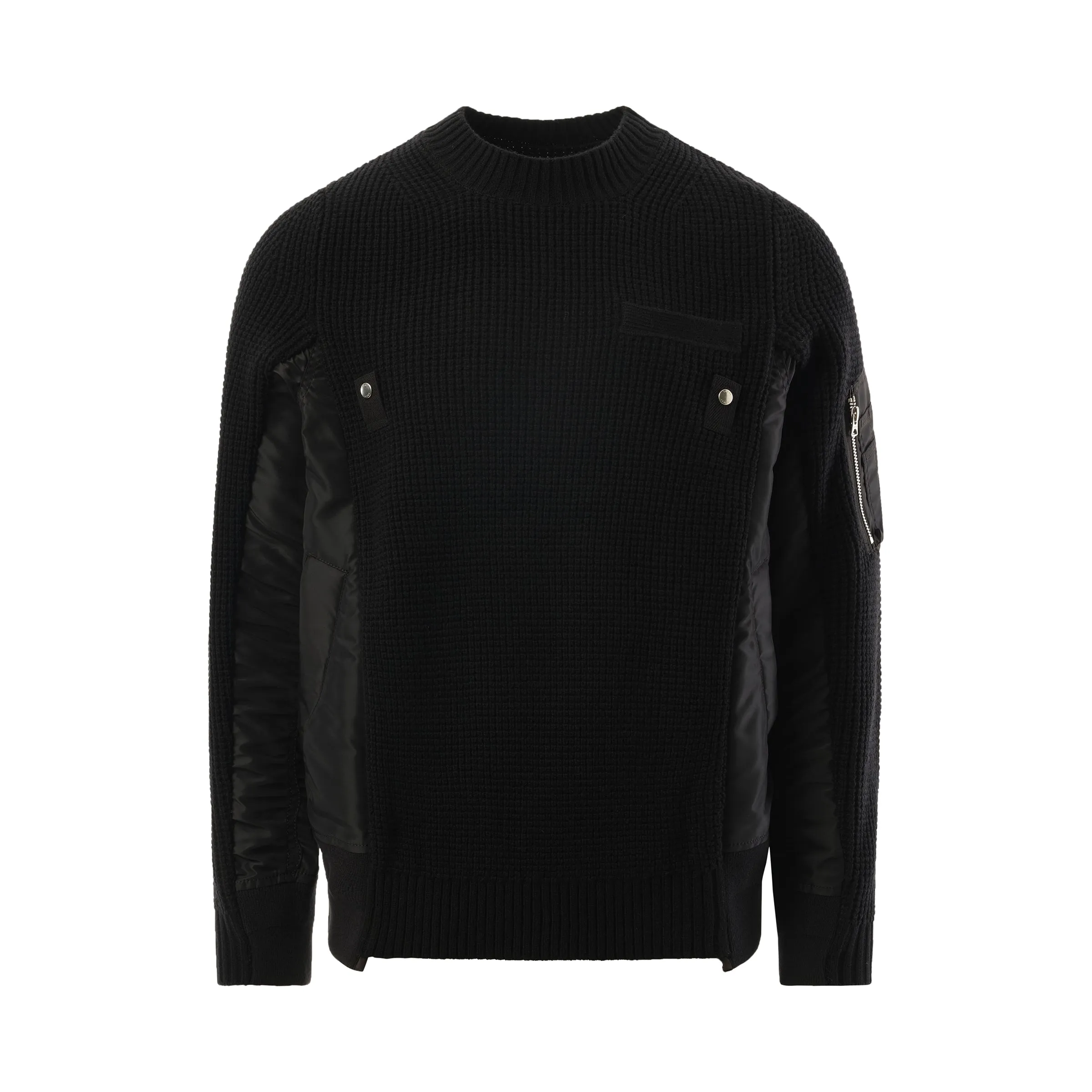 Nylon Twill x Wool Knit Pullover in Black sold by MARAIS product image thumbnail 2