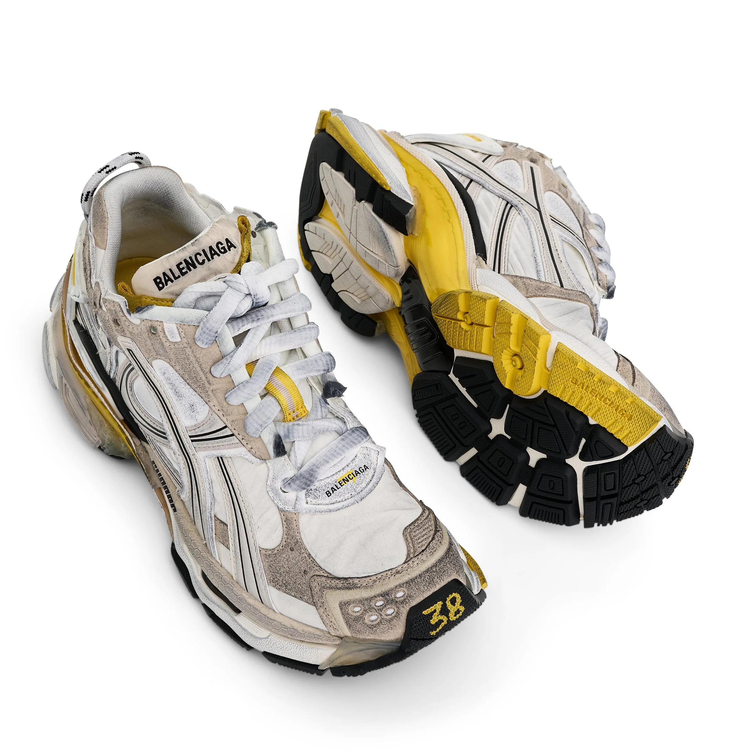 Runner Sneakers in Grey/White/Yellow sold by MARAIS product image thumbnail 4