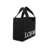 Small Logo Font Tote Bag in Raffia and Calfskin in Black sold by MARAIS